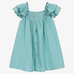 Babidu-Зеленое хлопковое платье | Childrensalon Outlet