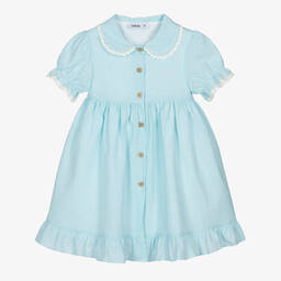 Babidu-Girls Green Cotton Dress | Childrensalon Outlet