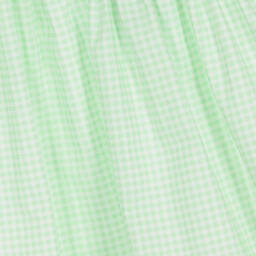 Babidu-Girls Green Cotton Gingham Dress | Childrensalon Outlet