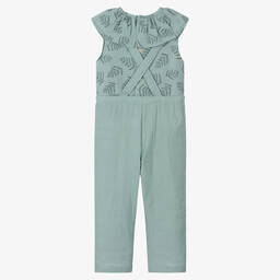 Babidu-Girls Green Cotton Trouser Set | Childrensalon Outlet