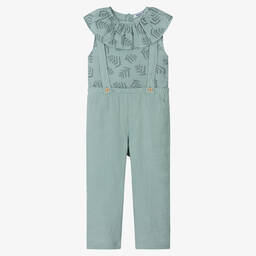 Babidu-Girls Green Cotton Trouser Set | Childrensalon Outlet