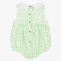 Babidu-Girls Green Gingham Cotton Shortie | Childrensalon Outlet