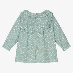 Babidu-Girls Green Stars Cotton Dress | Childrensalon Outlet