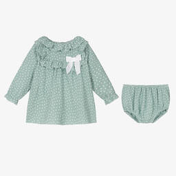 Babidu-Girls Green Stars Cotton Dress | Childrensalon Outlet