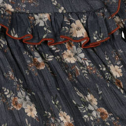 Babidu-Серое хлопковое платье в цветочек для девочек | Childrensalon Outlet