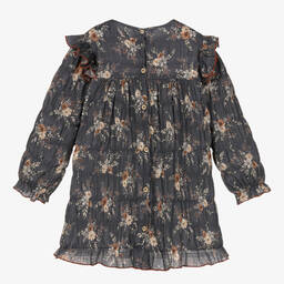 Babidu-Серое хлопковое платье в цветочек для девочек | Childrensalon Outlet