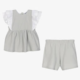 بابيدو -طقم شورت قطن لون رمادي للبنات | Childrensalon Outlet