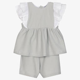 بابيدو -طقم شورت قطن لون رمادي للبنات | Childrensalon Outlet