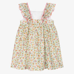 Babidu-فستان قطن لون عاجي بطبعة ورود | Childrensalon Outlet