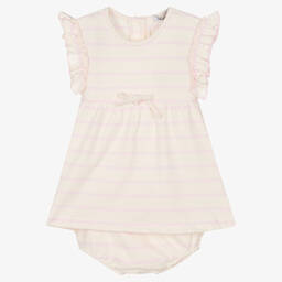 Babidu-Girls Ivory & Pink Stripe Dress | Childrensalon Outlet