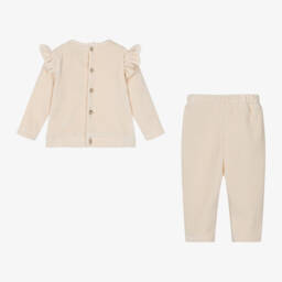 Babidu-طقم بنطلون مخمل لون بيج للمولودات | Childrensalon Outlet