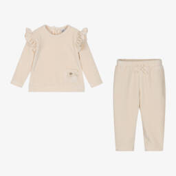 Babidu-طقم بنطلون مخمل لون بيج للمولودات | Childrensalon Outlet