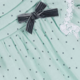 Babidu-Girls Mint Star Muslin Dress | Childrensalon Outlet