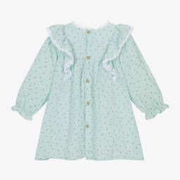 Babidu-Girls Mint Star Muslin Dress | Childrensalon Outlet