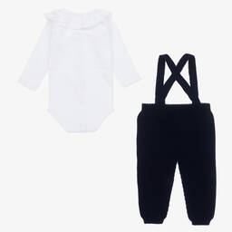 Babidu-طقم بنطلون أكريليك محبوك وقطن لون كحلي أطفال بناتي | Childrensalon Outlet