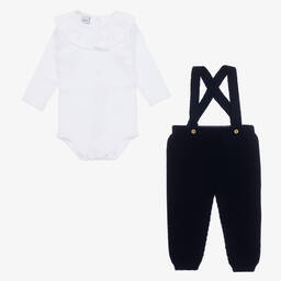 Babidu-طقم بنطلون أكريليك محبوك وقطن لون كحلي أطفال بناتي | Childrensalon Outlet