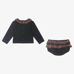 Babidu-Girls Navy Blue Shorts Set | Childrensalon Outlet