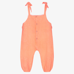 Babidu-Girls Orange Cotton Dungarees | Childrensalon Outlet