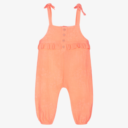 Babidu-Girls Orange Cotton Dungarees | Childrensalon Outlet