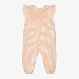 Babidu-Хлопковый комбинезон в оранжевую полоску для девочек | Childrensalon Outlet
