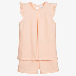Babidu-Girls Peach Jersey Short Pyjamas | Childrensalon Outlet