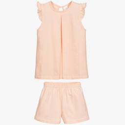Babidu-Girls Peach Jersey Short Pyjamas | Childrensalon Outlet