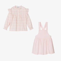 Babidu-Girls Pink Blouse & Corduroy Dress Set | Childrensalon Outlet