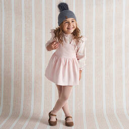 Babidu-Girls Pink Blouse & Corduroy Dress Set | Childrensalon Outlet