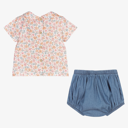 بابيدو -طقم شورت أطفال بناتي قطن لون زهري وأزرق | Childrensalon Outlet