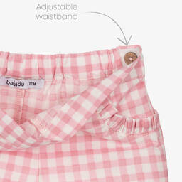 بابيدو -طقم شورت كاروهات قطن موسلين لون أبيض و زهري للبنات | Childrensalon Outlet