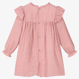 Babidu-Girls Pink Checked Cotton Dress | Childrensalon Outlet