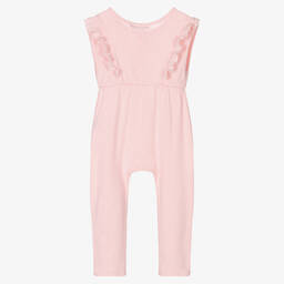 Babidu-Girls Pink Cotton Jumpsuit | Childrensalon Outlet