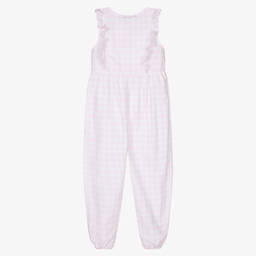 Babidu-Girls Pink Cotton Jumpsuit | Childrensalon Outlet
