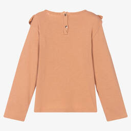 Babidu-Girls Pink Cotton Ruffle Top | Childrensalon Outlet