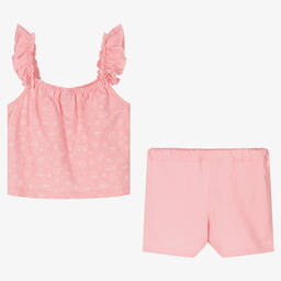 Babidu-Girls Pink Cotton Short Pyjamas | Childrensalon Outlet