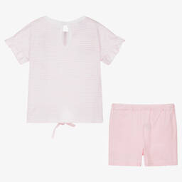 Babidu-Girls Pink Cotton Shorts Set | Childrensalon Outlet