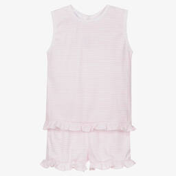 Babidu-Girls Pink Cotton Shorts Set | Childrensalon Outlet