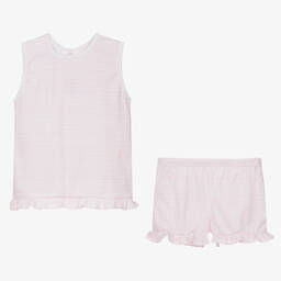 Babidu-Girls Pink Cotton Shorts Set | Childrensalon Outlet