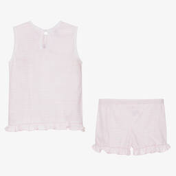 Babidu-Girls Pink Cotton Shorts Set | Childrensalon Outlet