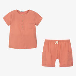 Babidu-Girls Pink Cotton Shorts Set | Childrensalon Outlet
