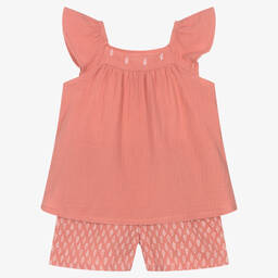 Babidu-Розовый топ и шорты из хлопка | Childrensalon Outlet