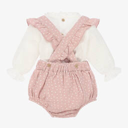 Babidu-Girls Pink Dungaree Set | Childrensalon Outlet