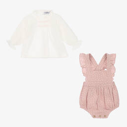 Babidu-Girls Pink Dungaree Set | Childrensalon Outlet