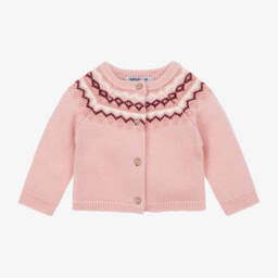 Babidu-Girls Pink Fairisle Knit Cardigan | Childrensalon Outlet