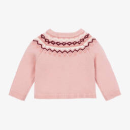 Babidu-Girls Pink Fairisle Knit Cardigan | Childrensalon Outlet