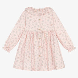 Babidu-Girls Pink Floral Cotton Dress | Childrensalon Outlet