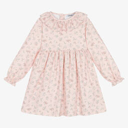 Babidu-Girls Pink Floral Cotton Dress | Childrensalon Outlet