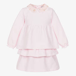 Babidu-Girls Pink Floral Cotton Skirt Set | Childrensalon Outlet