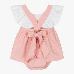 Babidu-Girls Pink Frilly Viscose & Linen Dress | Childrensalon Outlet