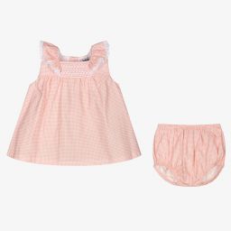 Babidu-Girls Pink Gingham Dress Set | Childrensalon Outlet